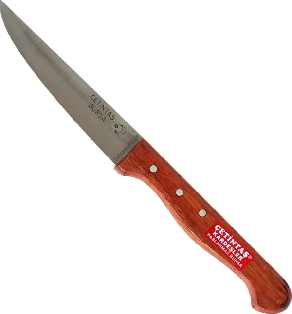 Çetintaş Paslanmaz Bursa Sebze Bıçağı 10 cm, Ahşap Gül Sap - Image 1