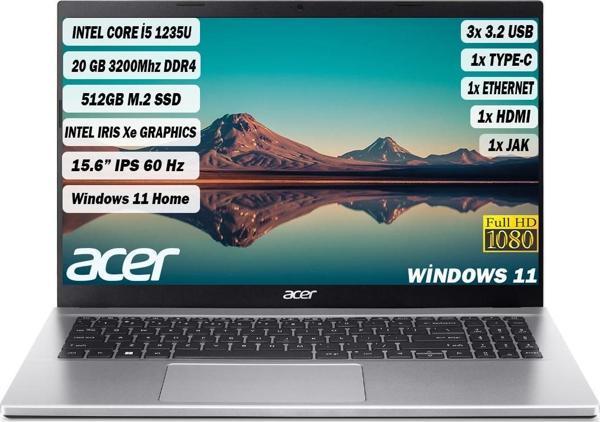 ACER Aspire3 Intel Core i5-1235U 20GB 512GB SSD 15,6" FullHD IPS Windows11 Laptop NX.K6TEY.002+265 - Image 1