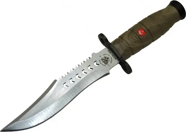 Halmak 1522 Haki Komando Bıçağı 30cm - Tırtıklı Sırt, Kılıflı - Image 1