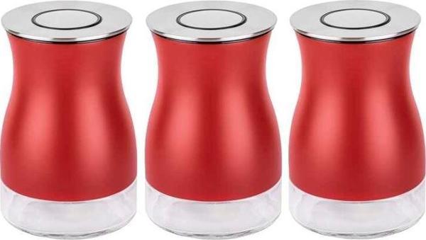 Tantitoni 3 Parça Kırmızı Cam Kavanoz Seti 730ml  - Image 1