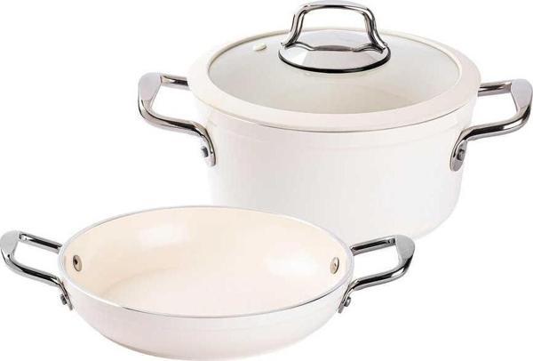 Tantitoni Deluxe Krem Seramik 3 Parça Tencere Seti  - Image 1