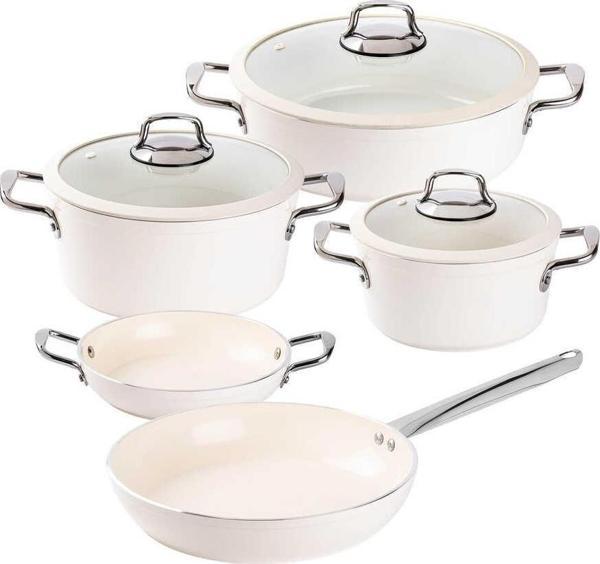 Tantitoni Hercul Deluxe Krem Seramik 8 Prç.Tencere Seti  - Image 1