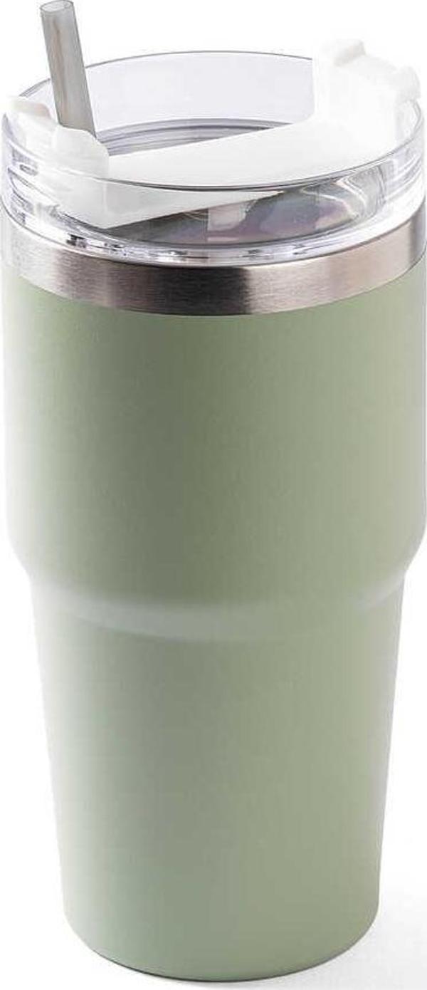 Tantitoni Yeşil Paslanmaz Çelik Pipetli Termos Bardak 600ml  - Image 1