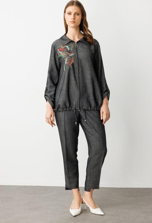 Ekol Kadın Büyük Beden Dar Paça Pantolon 7570 Siyah - Image 1