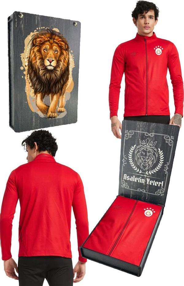Galatasaray Orijinal Lisanslı 5 Yıldızlı Fermuarlı Kırmızı Sweat Gs Aslan Baskılı Hediyel - Image 1