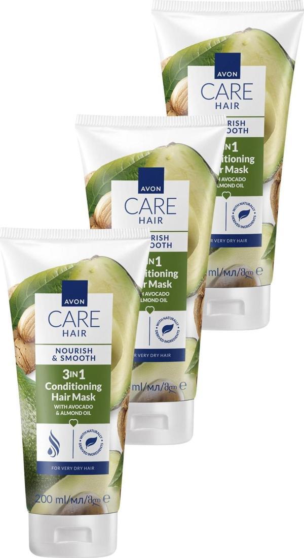 Care Avokado ve Badem Yağı İçeren 3’ü 1 Arada Saç Maskesi 200ml Üçlü Paket - Image 1