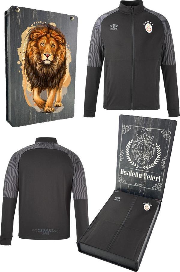 Galatasaray Orijinal Lisanslı 5 Yıldızlı Tam Fermuar Siyah Sweat Gs Aslan Baskılı Hediyel - Image 1