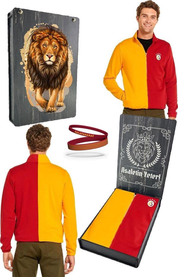 Galatasaray Orijinal Dik Yaka Tam Fermuar 5 Yıldızlı Sarı Kırmızı Sweat + Silikon Bilekli - Image 1