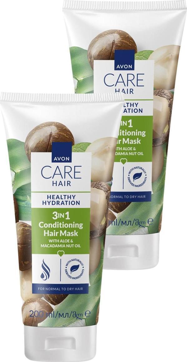 Care Aloe ve Makademya Yağı İçeren 3’ü 1 Arada Saç Maskesi 200ml İkili Paket - Image 1