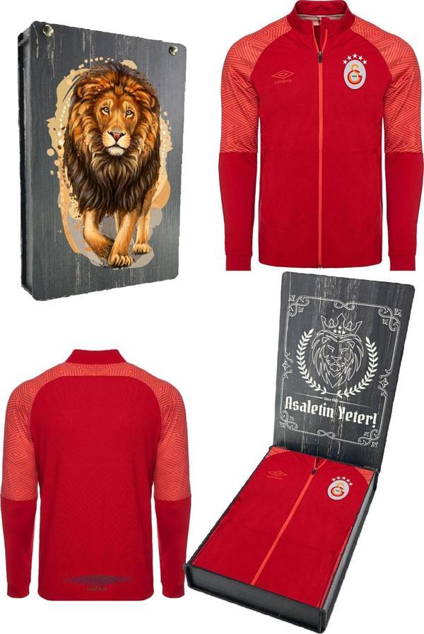 Galatasaray Orijinal Lisanslı Tam Fermuar 5 Yıldızlı Kırmızı Sweat Gs Aslan Baskılı Hediy - Image 1