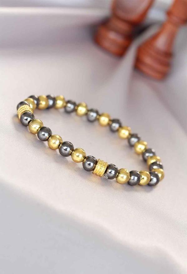 Hematit Füme Gold Renk Doğal Taş Erkek Bileklik - Image 1