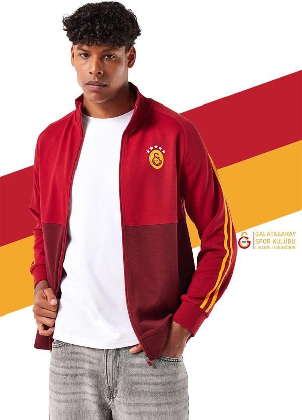 Galatasaray Orijinal Lisanslı Tam Fermuar 5 Yıldızlı Sarı Kırmızı Sweat  - Image 1