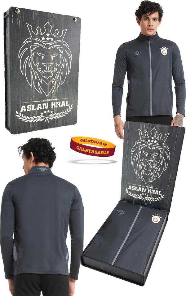 Galatasaray Orijinal Lisanslı 5 Yıldızlı Fermuarlı Antrasit Sweat + Silikon Bileklik Set  - Image 1