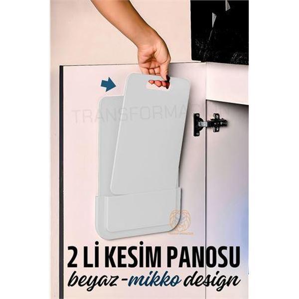 2'li Kesim Panosu Stantlı Yapışkanlı Kesim Tahtası BEYAZ - Image 1