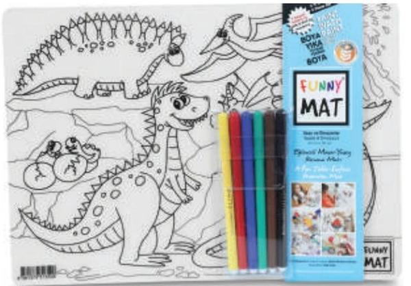 Funny Mat - Uzay Ve Dinozorlar 6'Lı Kalem Hediyeli 25 x 35 cm - Image 1
