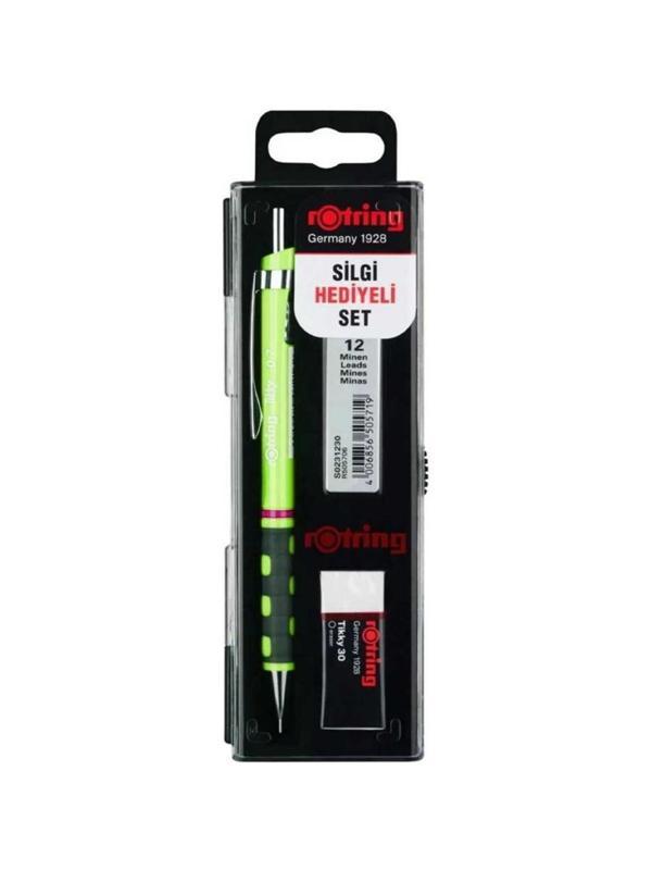 Rotring Okul Seti Tikky Rd Versatil Kalem 0.7+Min Silgi Hediyeli Limon Yeşili - Image 1