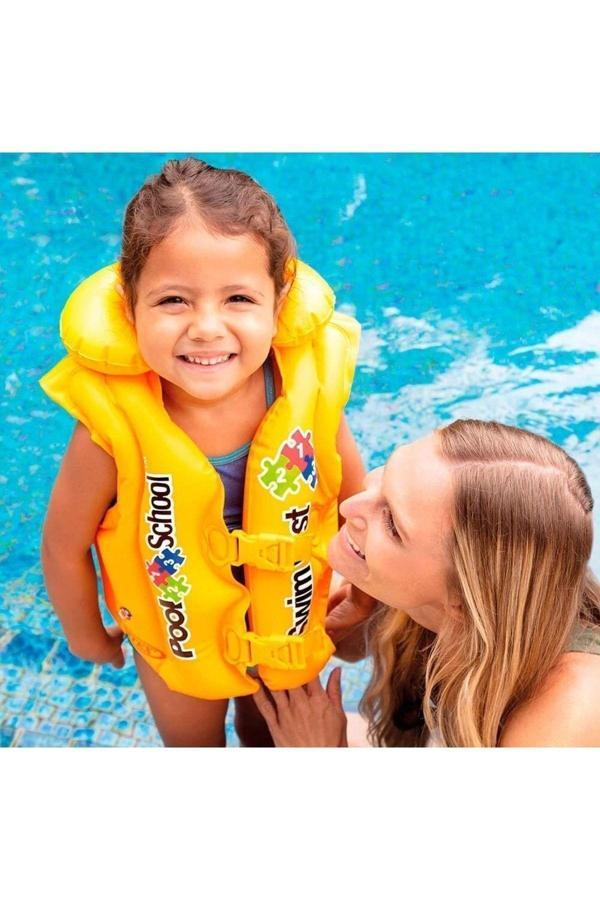 Şişme Can Yeleği Deniz Yeleği Şişme Cankurtaran Yelek Life Vest Yakalı Can Yeleği Emniyet 50x47 cm. - Image 1