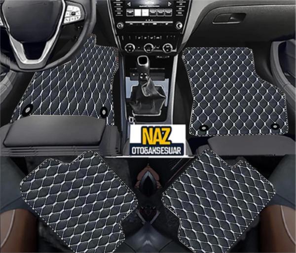 BMW 1 F40 2019 - 2024 Uyumlu Beyaz Dikişli Siyah Deri Paspas - Image 1