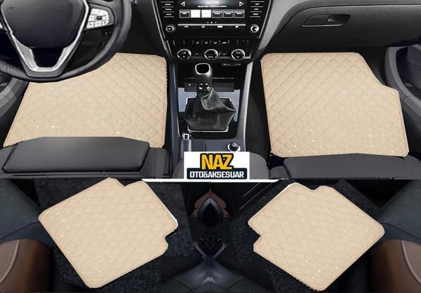 DACİA duster 2018 - 2023 Uyumlu Bej Dikişli Bej Deri Paspas - Image 1