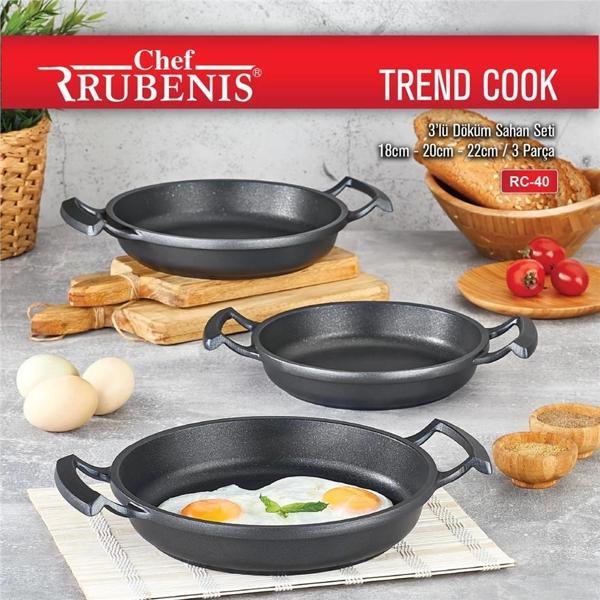 CHEF RUBENIS TREND COOK 3 LÜ DÖKÜM SAHAN SETİ 18CM-20CM-22CM SİYAH RC-40 - Image 1