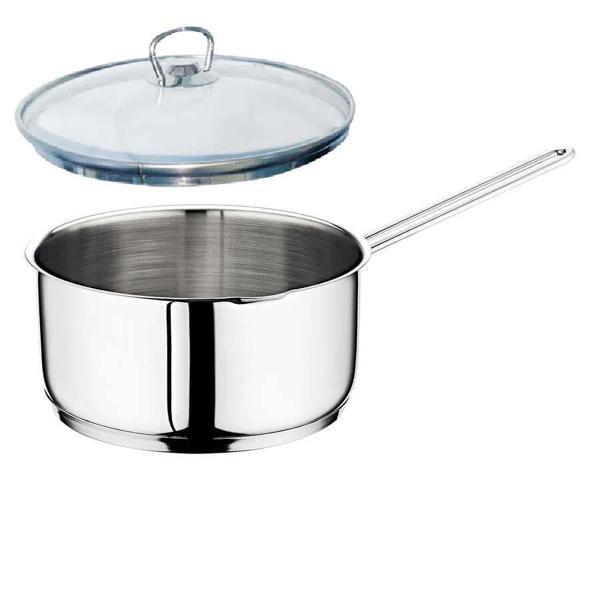 Oms Çelik Kaçerola 22 CM Sütlük/Sosluk Cam Kapaklı - Image 1