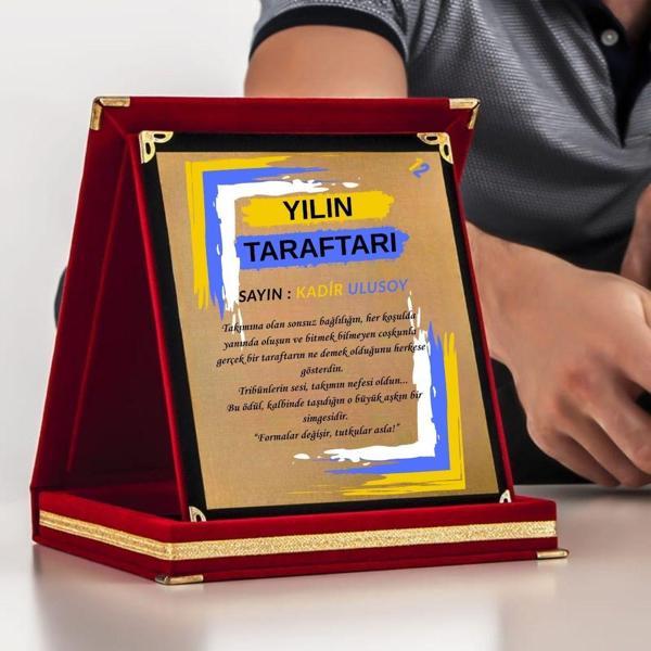 Sarı Lacivert Taraftara Özel Tasarımlı Hediyelik Teşekkür Plaketi - Image 1