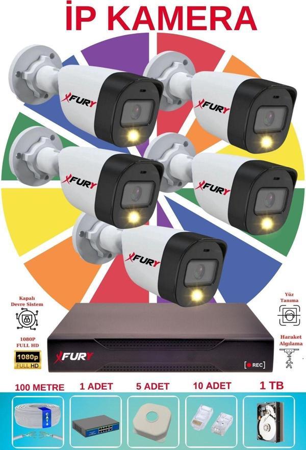 FURY 5 Li Ip Güvenlik Kamera Seti Sesli 4mp Gece Renkli Su Geçirmez 5515s 1TB - Image 1