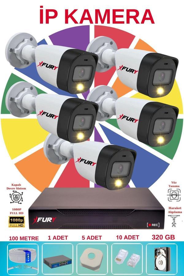 FURY 5 Li Ip Güvenlik Kamera Seti Sesli 4mp Gece Renkli Su Geçirmez 5515s 320GB - Image 1