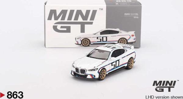 Mini GT 1/64 863 BMW 3.0 CSL White - Image 1