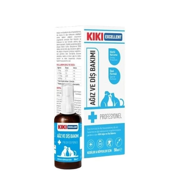 Kiki Excellent Kedi ve Köpekler için Ağız ve Diş Bakım Spreyi 50 Ml - Image 1