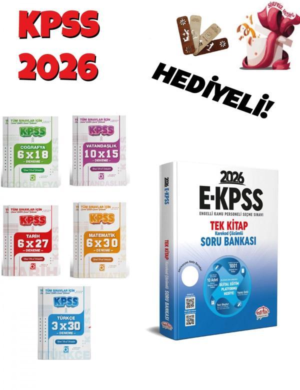 2026 EKPSS Tek Kitap Soru Bankası ve Deneme Seti 6 Kitap Bigelio ve Editör Yayınları - Bi bigelio - Image 1