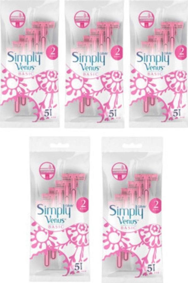 Gillette Simply Venus 2 Basic Kadın Tıraş Bıçağı 5'li X5 - Image 1