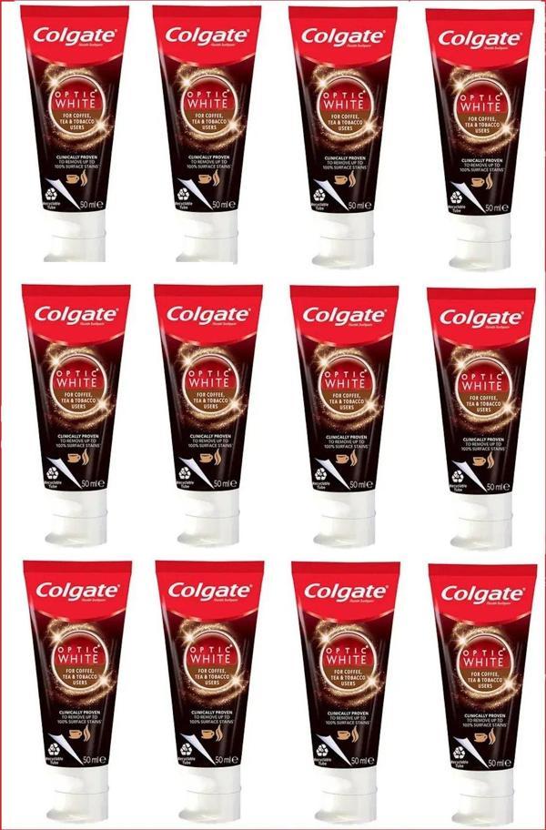 Colgate Optic White Kahve Çay Ve Tütün Kullanıcıları Için Diş Macunu 50 ml x 12 Adet - Image 1