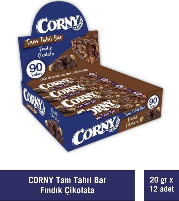 Corny Tam Tahıllı Bar Çikolata Fındıklı 20 gr x 12 Adet - Image 1
