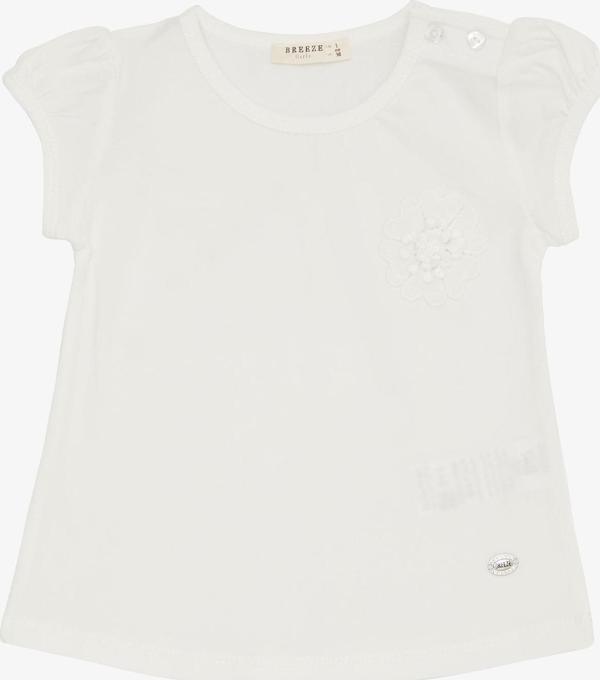 Breeze Kız Bebek Tişört Çiçek Nakışlı 9 Ay-3 Yaş, Beyaz - Image 1