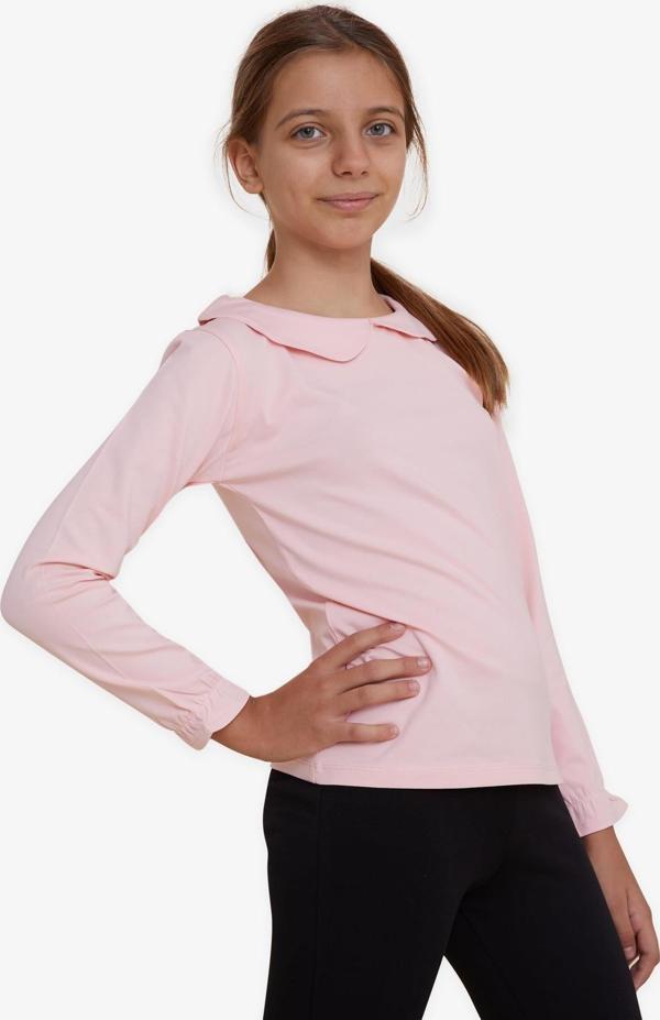 Breeze Kız Çocuk Uzun Kollu Tişört Armalı Kolları Lastikli 6-12 Yaş, Pembe - Image 1