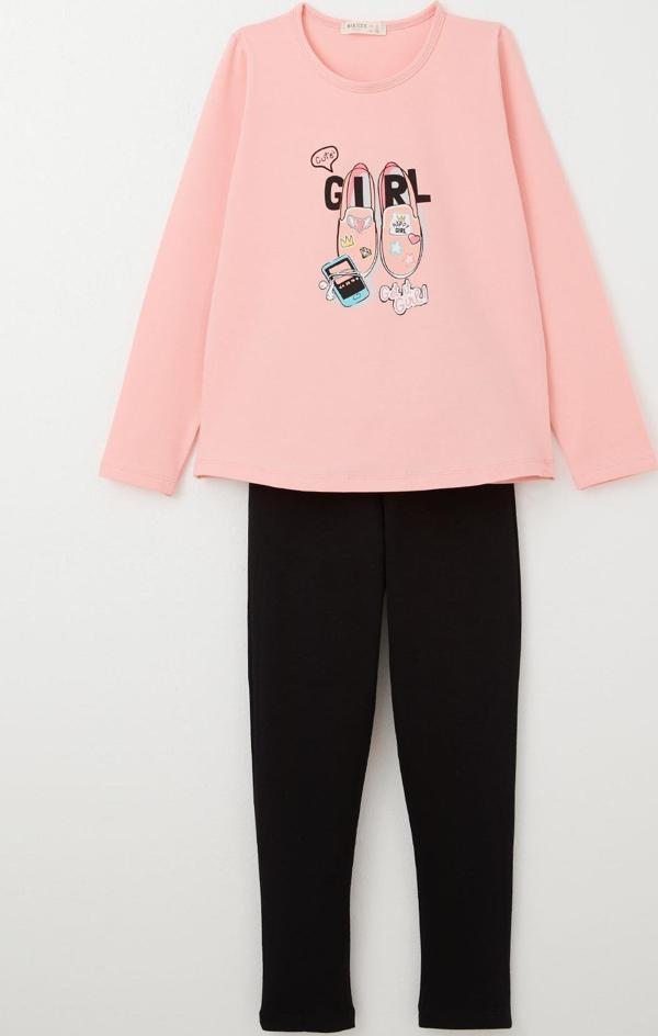 Breeze Kız Çocuk Taytlı Takım Ayakkabı Baskılı 4-9 Yaş, Pembe - Image 1