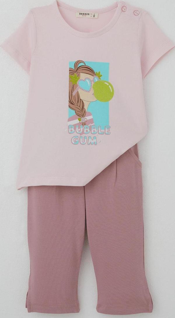 Breeze Kız Çocuk Taytlı Takım Sakız Kraliçesi Kız Baskılı 1.5-5 Yaş, Pembe - Image 1