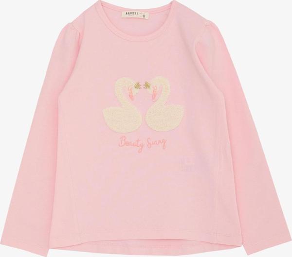 Breeze Kız Çocuk Uzun Kollu Tişört Kabartma Nakışlı Kuğu Baskılı 2-6 Yaş, Pembe - Image 1