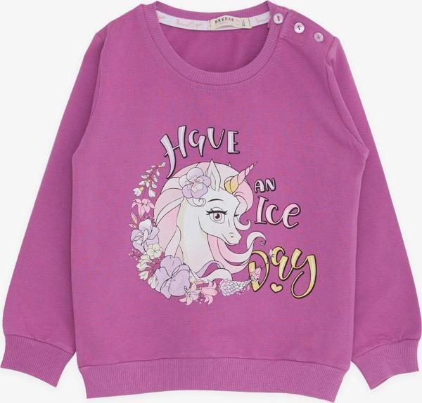 Breeze Kız Çocuk Sweatshirt Unicorn Baskılı 2-6 Yaş, Eflatun - Image 1