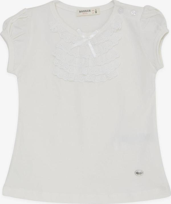 Breeze Kız Bebek Tişört Güpürlü 9 Ay-3 Yaş, Ekru - Image 1