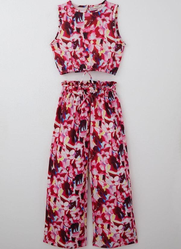 Breeze Kız Çocuk Crop Takım Çiçek Desenli Bel Kısmı Lastikli 9-14 Yaş, Karışık Renk - Image 1
