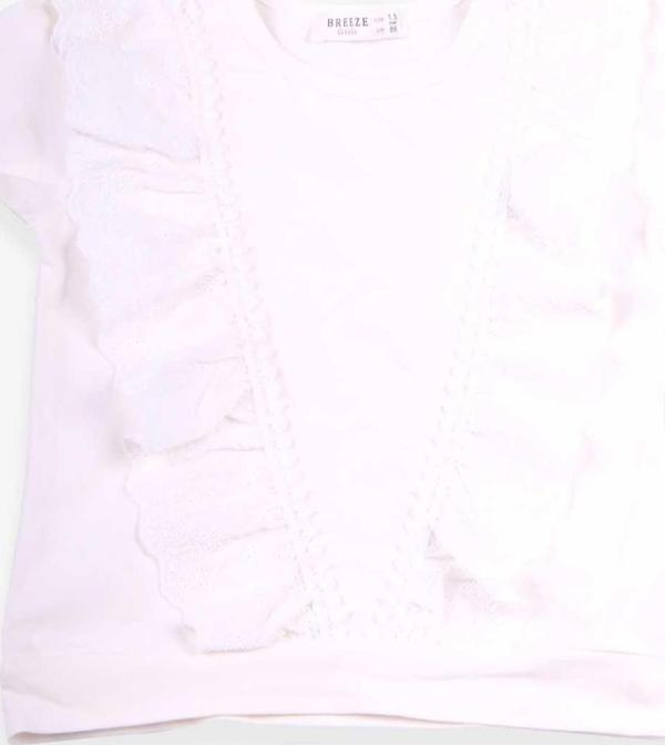 Breeze Kız Çocuk Tişört Güpürlü 1.5-5 Yaş, Ekru - Image 1