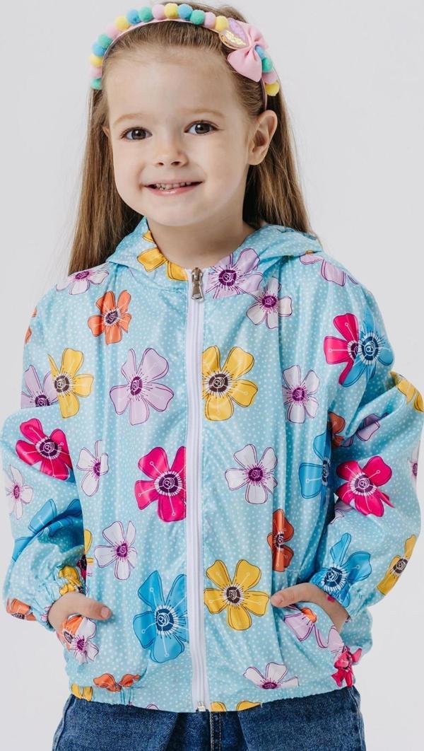 Breeze Kız Çocuk Yağmurluk Çiçek Desenli 1-5 Yaş, Turkuaz - Image 1