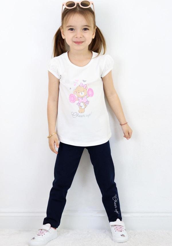 Breeze Kız Çocuk Taytlı Takım Dansçı Neşeli Ayıcık Baskılı 1.5-5 Yaş, Ekru - Image 1