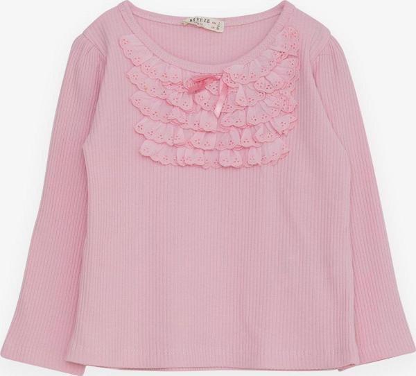 Breeze Kız Çocuk Uzun Kollu Bluz Güpürlü Fiyonklu 3-8 Yaş, Pembe - Image 1