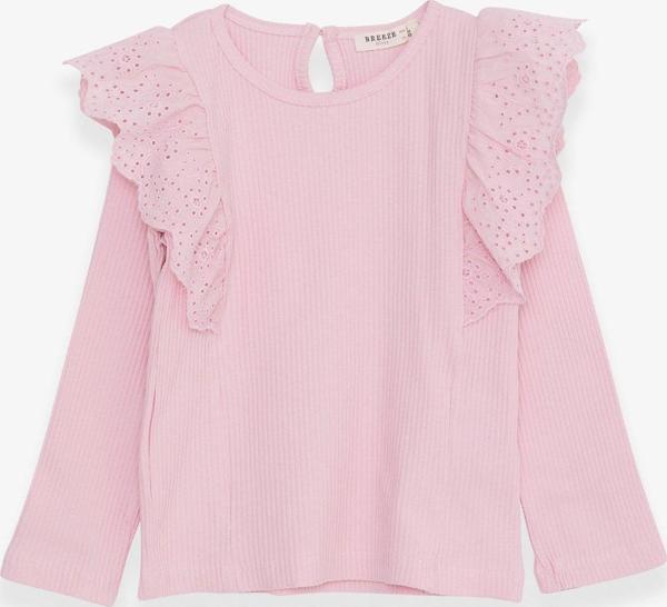 Breeze Kız Çocuk Uzun Kollu Tişört Güpürlü 3-8 Yaş, Pembe - Image 1