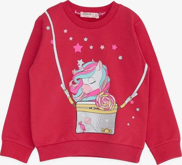 Breeze Kız Çocuk Sweatshirt Unicorn 2-6 Yaş, Fuşya - Image 1