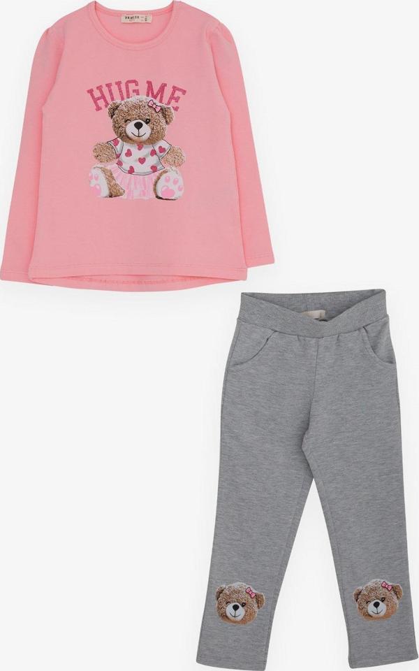 Breeze Kız Çocuk Taytlı Takım Sevimli Ayıcık Baskılı 1.5-5 Yaş, Pembe - Image 1
