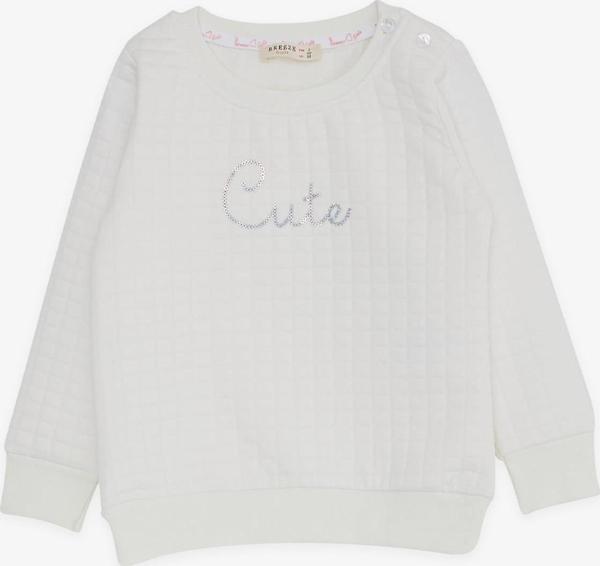 Breeze Kız Çocuk Sweatshirt Pullu Yazı Baskılı 1.5-5 Yaş, Kırık Beyaz - Image 1